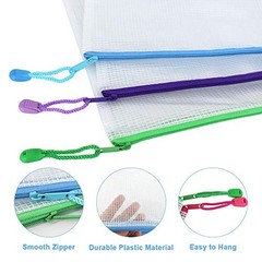 24PCS Plastic Mesh Zipper Pouch, Zipper Bags, Letter Size/A4 Size Waterproof