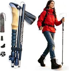 Lightweight Foldable Hiking Poles with Cork Grip, Adjustable 1-Pack