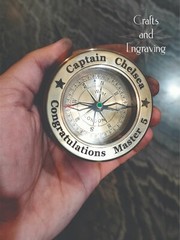 3″ Personalized nautical folding magnifier compass direction with leather box