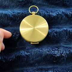 Gold Metal Analog Pocket Compass with Lid Cover, Direction, Hiking