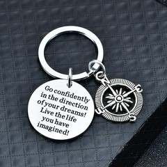 Modern Stainless Steel Key Chain – Inspirational ‘Live The Life You Imagined’