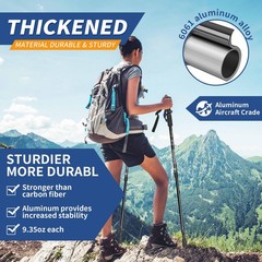 Folding Hiking Poles – 2-Piece Adjustable Trekking Poles, Lightweight Collaps…