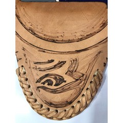 Vtg Mexico Hand Tooled Leather Tripod Stool Seat Cover NCAA Montana NFL Seahawks