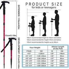 Aluminum Alloy Retractable Trekking Pole for Hiking – 1 Pair