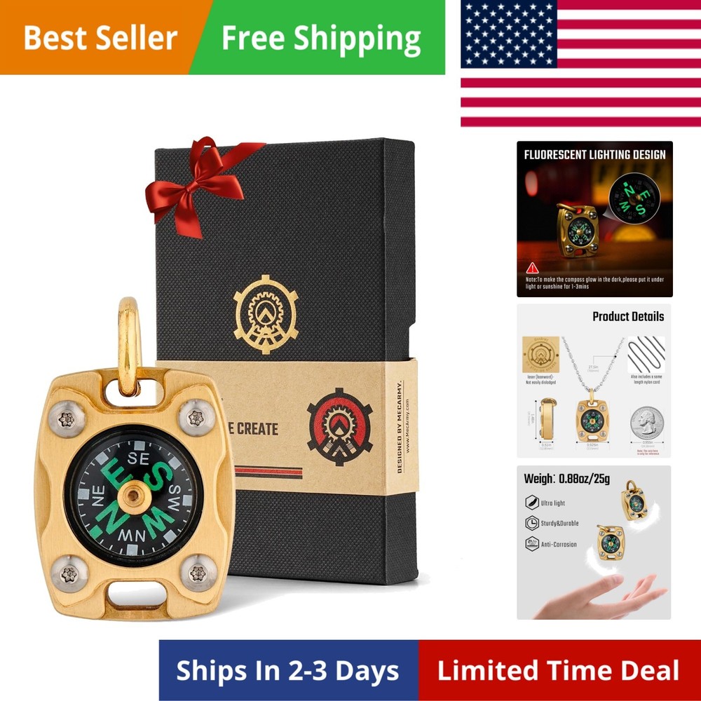 Mini Titanium/Brass Compass, Waterproof Pocket Compass for Hiking & Survival,…