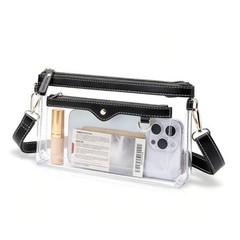 Clear Bag for Stadium Events, Stadium Approved Clear Purse for Small Black