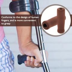 2Pcs Durable Brown Walking Cane Handle Grips Thick Nonslip Foam Hand Wraps