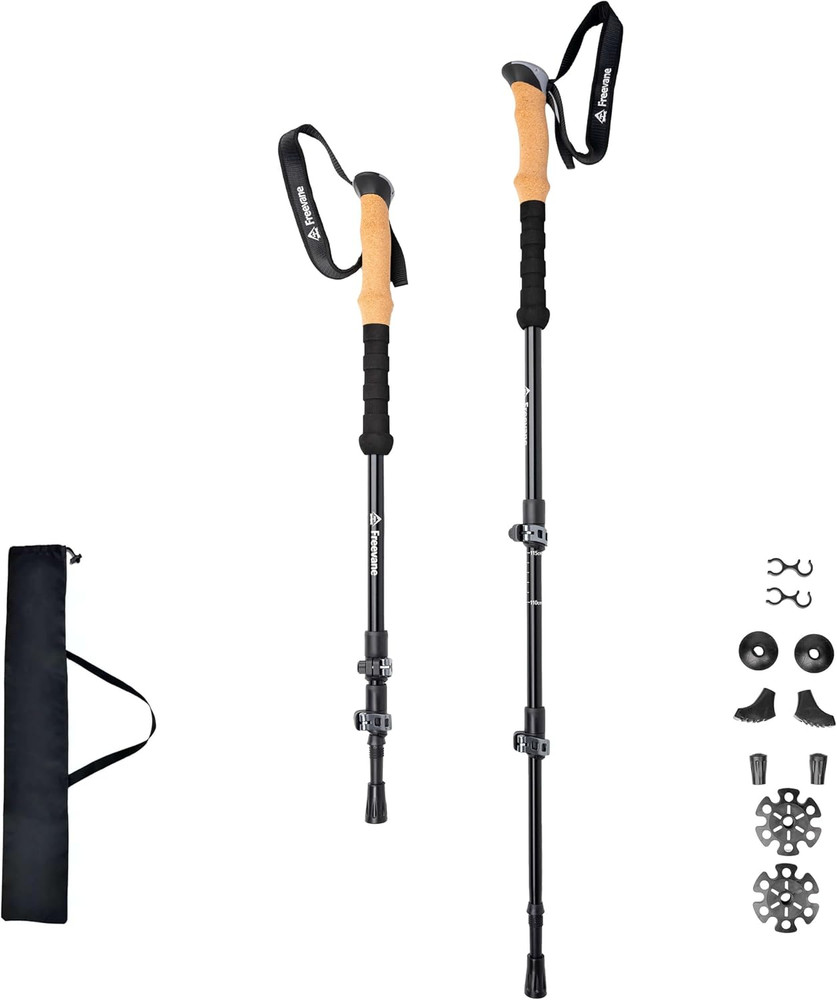 Adjustable Trekking Poles – 7075 Aluminum Hiking Poles with Cork Grip, Quick Loc