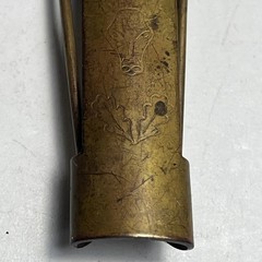 Vintage German Brass Pin to Coat Hunting Compass w/ Engraved Stag & Oak Leaves