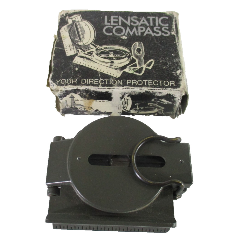 Vintage Lensatic Compass Japan Original Box Military Style Hiking Camping GC