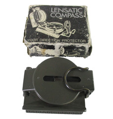 Vintage Lensatic Compass Japan Original Box Military Style Hiking Camping GC