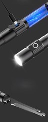 121CM Hiking Pole with Strong Flashlight, Foldable with Tactical Knife