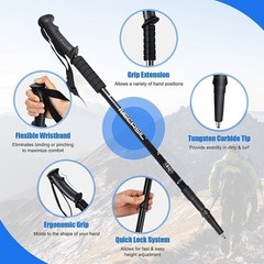 2X Trekking Poles Nordic Walking Hiking Sticks Adjustable Anti-shock Alpenstock