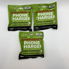 chargetab Emergency Phone Charger USB-C Pre-Charged Portable 3000mAh Lot Of 3