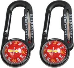 Carabiner Compass W/ Thermometer 4 x 3.5 inches Black Handheld Navigation Tool