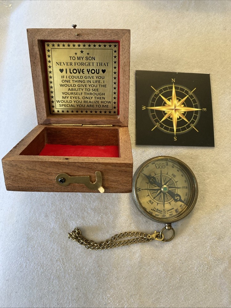Gift for Son from Mom Dad Aladean Engraved Compass 2″ I Love You