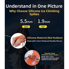Winter Ice Claws with 8 Teeth for Hiking Boots with Non Slip Adjustable Straps