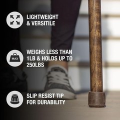 Brazos Traveler Stick 54in Oak Wooden Walking Hiking Stick 3-Piece Assembly New