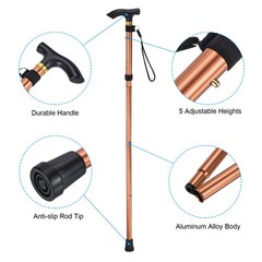 2Pcs Trekking Poles, Collapsible Hiking Pole 33-37 Inch Aluminum Alloy Brown