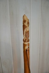 Walking Stick with Wolf Carving – Coyote – HardWood – Strong – Made in USA