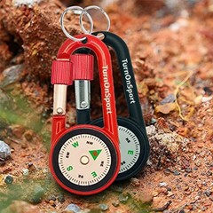 Carabiner Clip On Compass Hiking – Compact Compass Keychain Backpacks Black Red