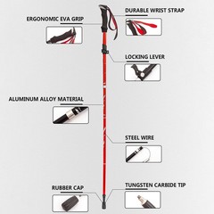 Lightweight Collapsible Trekking Five-fold Walking Stick For Pole Nordic Walking