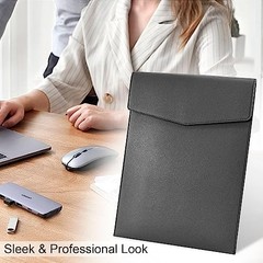 1 Piece PU Leather File Folder Vertical A4 Document Holder File Envelope Black