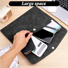 Resume Folder, Leather File Folder File Folders Travel Document Holder A4 Black