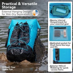 Floating Roll Top Dry Bag, Flexible Lightweight TPU Waterproof 30L Blue