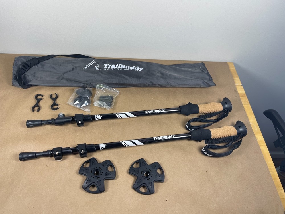 TrailBuddy Trekking Poles – Lightweight 7075 Aluminum Hiking Poles black, W/bag