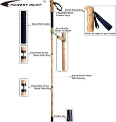 Trekking Poles- 1-Pc Pack – Adjustable Hiking or Walking Stick –Strong, Natural