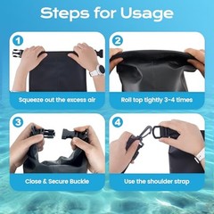 Waterproof Dry Bag with Bottle Holder & Mesh 20L Black – [Wirh Phone Pouch]