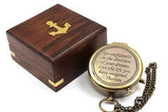 Handmade Engraved Brass Compass with Thoreau’s Go Confidently Quote | Inspira…