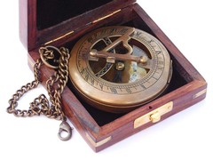 Nautical compass, custom engraved with wooden or leather pouch, camping, hiking