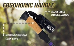 Trekking Poles for Hiking | Collapsible Walking Stick | 24″ to 54″ (Pair of 2)