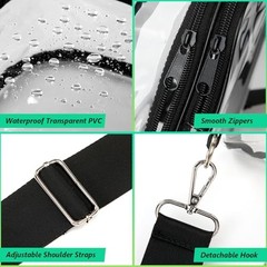 Clear Bag for Stadium Events, Clear Chest Crossbody One Size Black-sling Bag