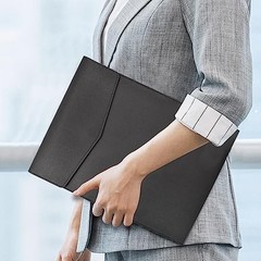 1 Piece PU Leather File Folder Vertical A4 Document Holder File Envelope Black
