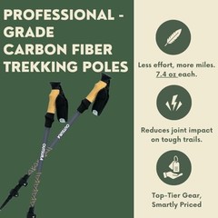 Carbon Fiber Hiking Stick 2 Pack – Professional Grade, Charcoal Gray