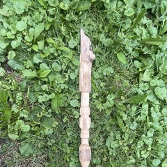 Hand-Carved Wooden Walking Stick Cane w/ Animal Head Handle, Brown, Unisex