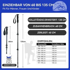 Hiking Poles Nordic Walking Stick for Men and Women Telescopic 2 Pack Trekking