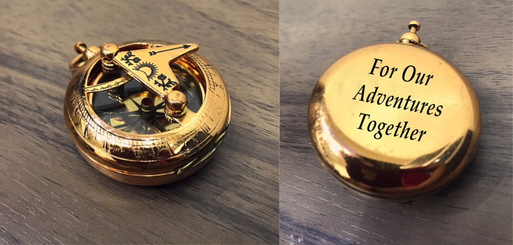 Personalized Engraved Pocket Brass Compass. – 2″Push Button Brass Compass