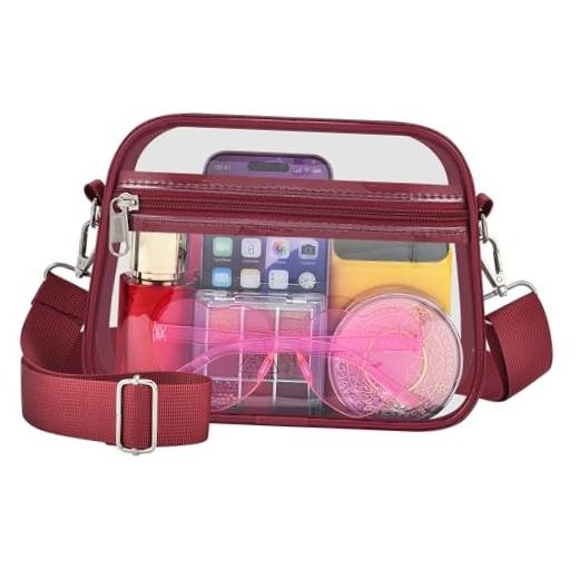Clear Bag for Stadium Events Clear Purse Stadium Bag Satchel Small Rose Red