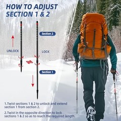 Lightweight Collapsible Trekking Poles for Hiking – 2 Pack Adjustable Red