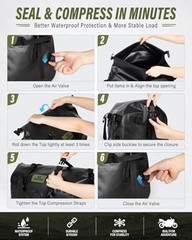 Waterproof Motorcycle Dry Bag, Tail Saddle Luggage with 4 Quick 30 Liters