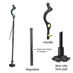 Walking Stick Posture Straight Folding Cane Adjustable Height Travel Hiking Pole