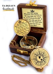 to My Son Compass Wooden Box Graduation Day Gifts Birthday Baptism Men Set