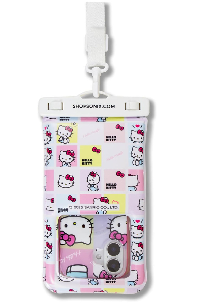 x Sanrio Waterproof Phone Pouch – Floating Phone Case Dry Bag Hello Kitty Grid