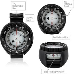 Professional Waterproof 5ATM Dive Wrist Scuba Compass TPU Band Sports Diving