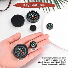 TIXIPEM 40mm Mini Compass [5PCS] – Pocket Oil Filled Small Compass Bulk Hiking