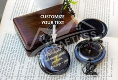 Personalized Engraved Pocket Brass Compass. – 2″Push Button AntiqueBrass Compass